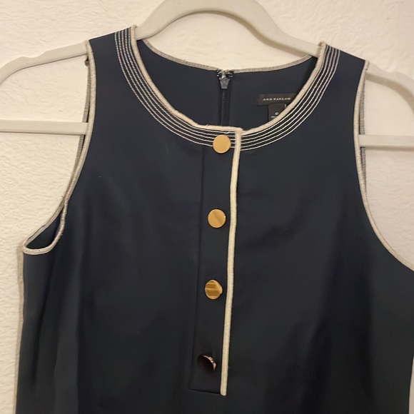 Ann Taylor Navy Button Dress Size 0 - Picture 2 of 5